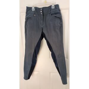 ROMFH 30R Riding Pants Gray with Blue Trim, Spot on Leg, Horse, Barn, Rodeo